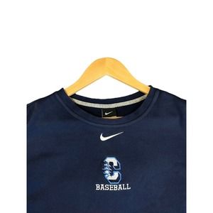 Nike Mens Medium Blue Crewneck Sweatshirt "C Baseball" Logo Pullover Sweater